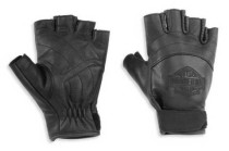 Women's Bar & Shield Fingerless Leather Gloves
