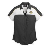 WOMEN'S BAR & SHIELD ZIP FRONT SHIRT