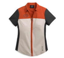 WOMEN'S HORIZON LOGO COLORBLOCK ZIP FRONT SHIRT