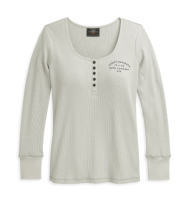 WOMEN'S ROSE GRAPHIC HENLEY KNIT TOP