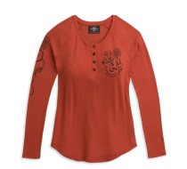 WOMEN'S H-D® ROSES HENLEY KNIT TOP