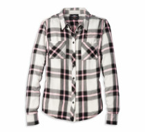 WOMEN'S SCRIPT FONT PLAID SHIRT