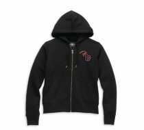 WOMEN'S SILVER WING SCRIPT ZIP FRONT HOODIE