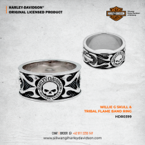 WILLIE G SKULL & TRIBAL FLAME BAND RING