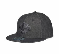 メンズ・バー＆シールド ブラックデニムスナップバックCAP