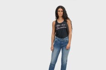 Women's Script Font Henley Racerback Tank