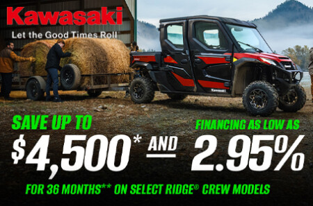 SAVE UP TO $4,500* AND FINANCING AS LOW AS 2.95% FOR 36 MONTHS** ON SELECT RIDGE CREW / RIDGE XR CREW MODELS