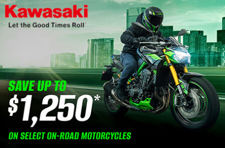 SAVE UP TO $1,250* ON SELECT ON-ROAD MOTORCYCLES