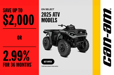 Save up to $2,000 or 2.99% for 36 months on select 2025 ATV models