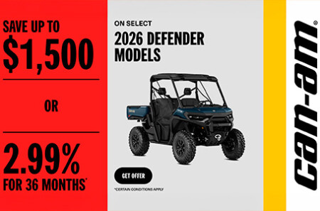 Save up to $1,500 or 2.99% for 36 months on select 2026 Defender models