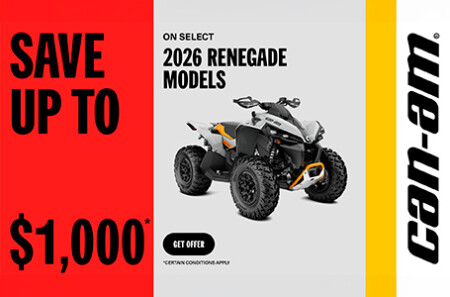 Save up to $1 000 rebate on select 2026 Renegade models