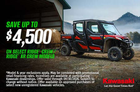 SAVE UP TO $4,500* AND FINANCING AS LOW AS 2.95% FOR 36 MONTHS** ON SELECT RIDGE CREW / RIDGE XR CREW MODELS