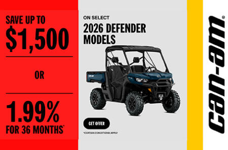 Save $1,500 or 1.99% for 36 months on select 2026 Defender Models