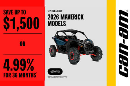 Save up to $1,500 or 4.99% for 36 months on select 2026 Maverick Models