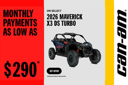Monthly payment as low as $290 on select 2026 Maverick X3 DS Turbo models
